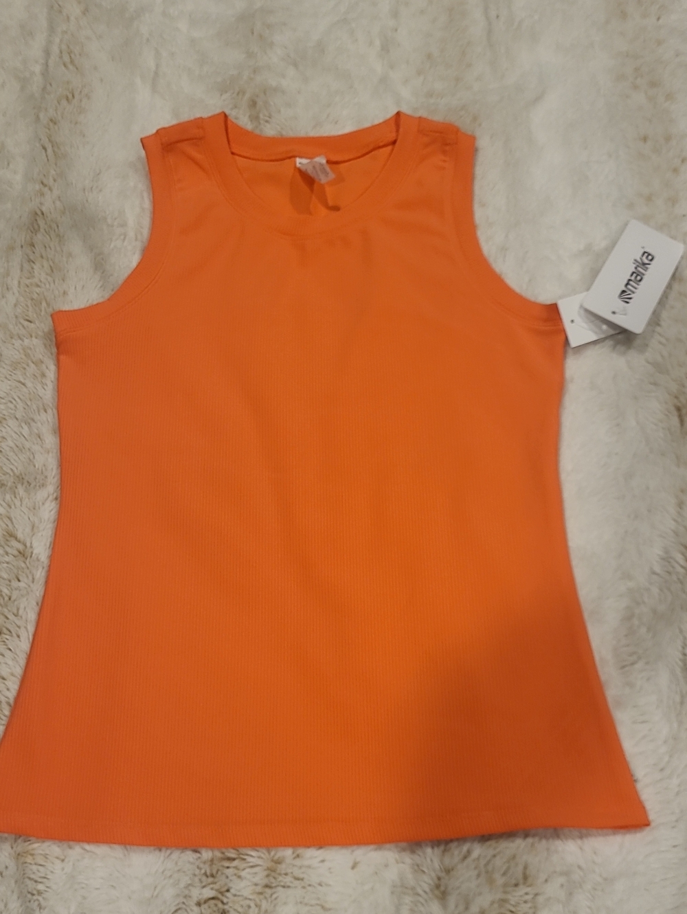 Marika Bright Orange Ribbed Tank Top